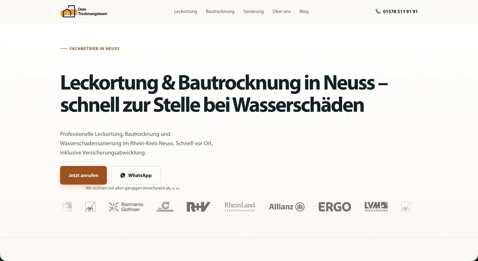 Startseite von dein-trocknungsteam.de
